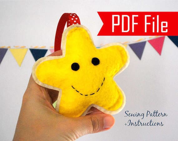 Christmas Star Pattern, Felt Ornament, Christmas Ornament Pattern, Christmas Tree Star , Pdf Cookie Ornament ,Instant Download A870
