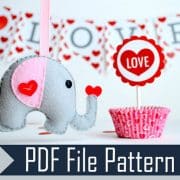 Elephant Sewing Pattern, Felt Elephant Pattern, Party Favor Pattern, Baby shower felt toy A490 PDF Sewing pattern