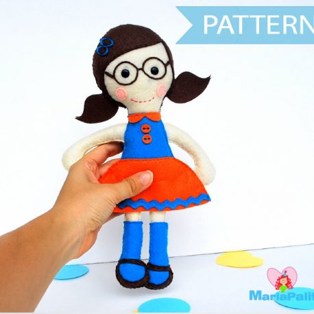 Felt Doll Pattern, Mary Hand sewing Pattern A800