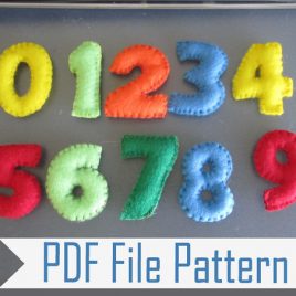 Felt Numbers Pattern, Learning Numbers Sewing Pattern  From 1 To 9 Pdf Sewing Pattern, Make Your Own Felt Numbers A807