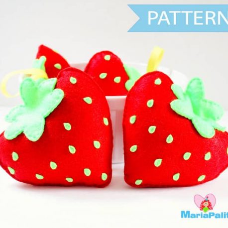 Felt Strawberry Pattern, Felt Food Pattern, Plush Kids Craft Project, Pdf Pattern, Sewing Pattern, Instant Download A869