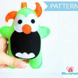 Monster Pattern, Cute Felt Plush sewing pattern, Instant Download A777