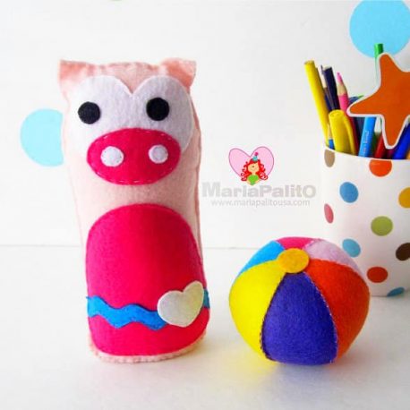 Pig Baby Toy Pattern, Felt Pig Baby + Ball Toy Pattern,  Instant Download A1168