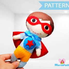 Superhero Sewing Pattern  - Felt Superhero Toy PDF ePATTERN, Kids craft Project A977